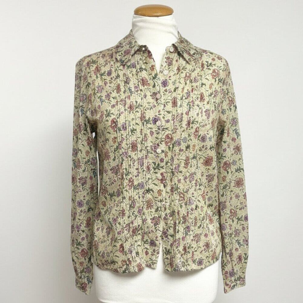 Trovata cream floral Herbarium Alise blouse, size XS